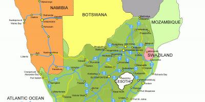 Karte Lesoto un dienvidāfrika