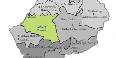 Karte Lesoto rāda rajonos